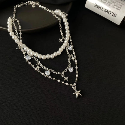 Silver-Tone Blue Gem Waterfall Necklace and Earrings Set
