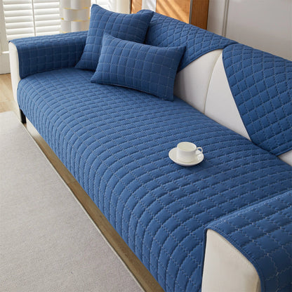 Quilted Anti Slip Sofa Cover Solid Furniture Protector