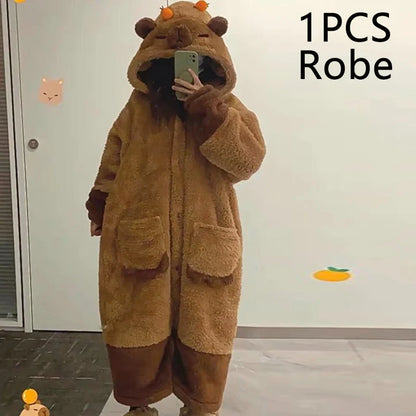 Capybara Kigurumi Onesie – Cozy Winter Pajama Costume