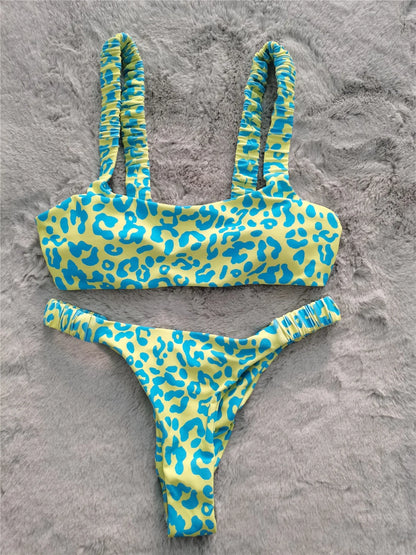 Sexy Micro Bikini Women Orange Leopard Push Up Padded Thong Swimsuit Female Cut Out Bathing Suit Swimwear