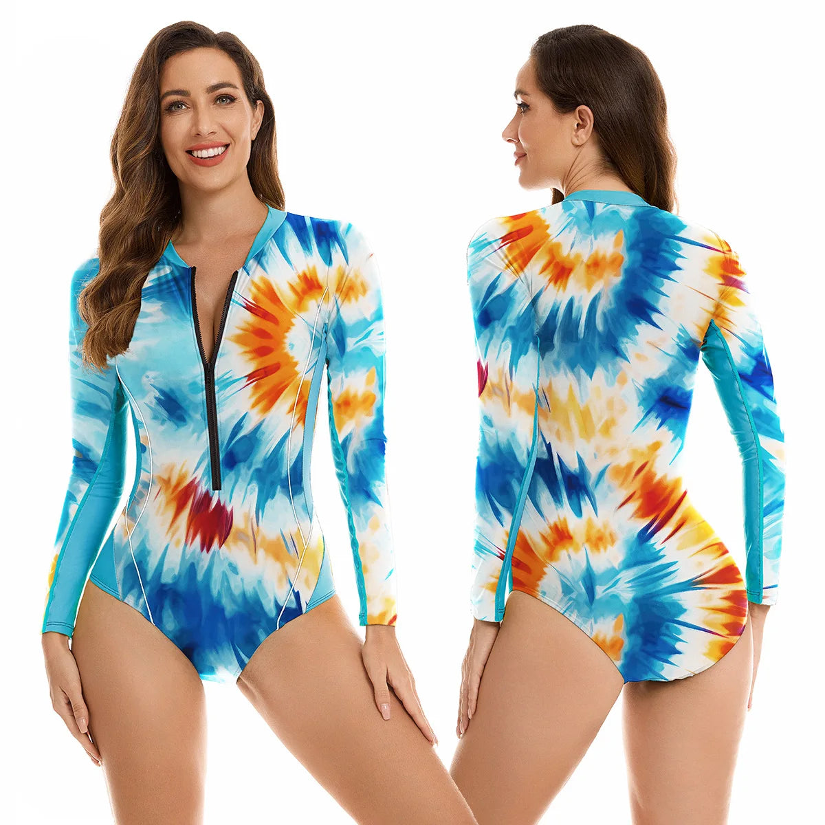 Surfing Long Sleeve Swimwear Print Bathing Suit Women