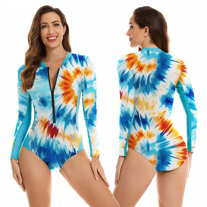 Surfing Long Sleeve Swimwear Print Bathing Suit Women