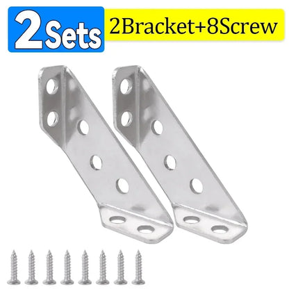 10/1set Corner Brackets Stainless Steel Furniture Angle Shelf Connector Cabinet Support Fixing Frame Corner Brace with Screw