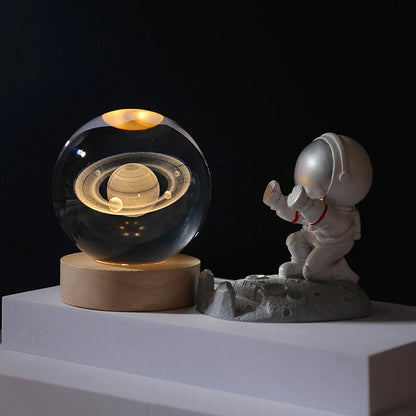 3D Crystal Lamp with Galactic Projection – USB Night Light