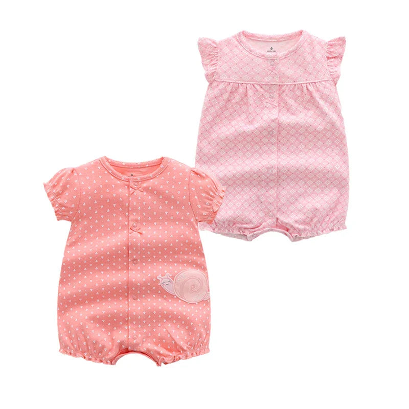 2Pcs/lot Brand Summer Baby Girl Clothes Cotton Jumpsuit  0-24M