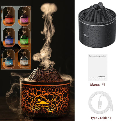 Volcano Fire Flame Air Humidifier Aroma Diffuser Essential Oil with Remote Control Jellyfish for Home Fragrance Mist Mak Smoking