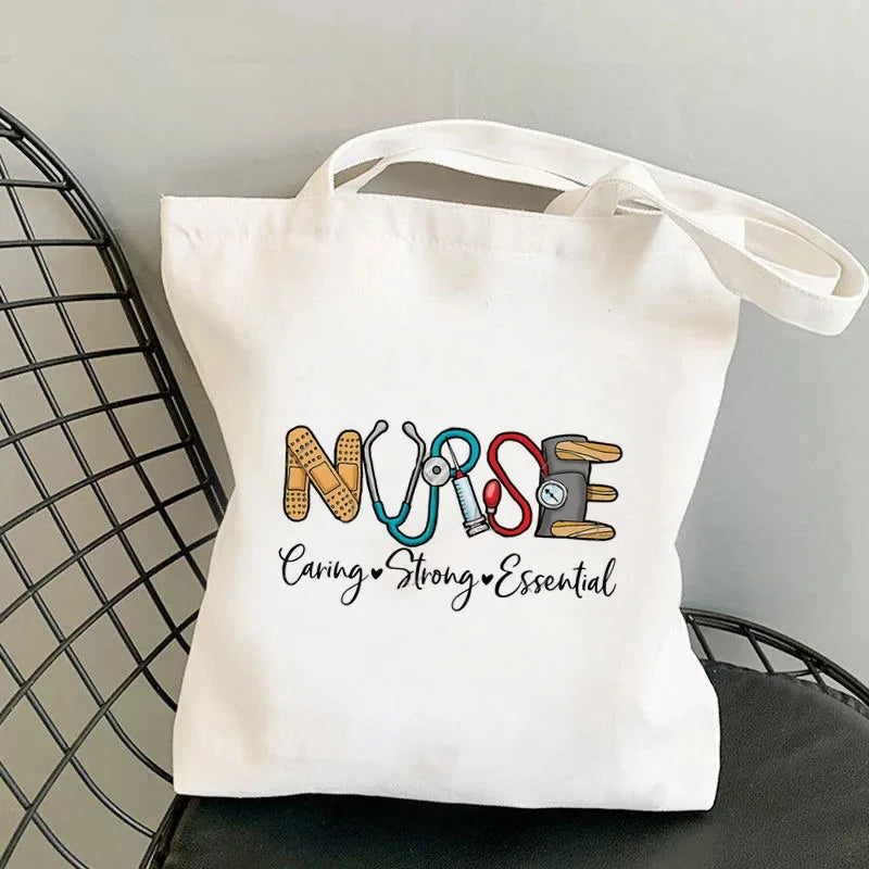 Nursing Essentials Women Shoulder Bag Harajuku Resuable Shopping Bags Lady Canvas Tote Handbag Eco Large Capacity Girls Handbags
