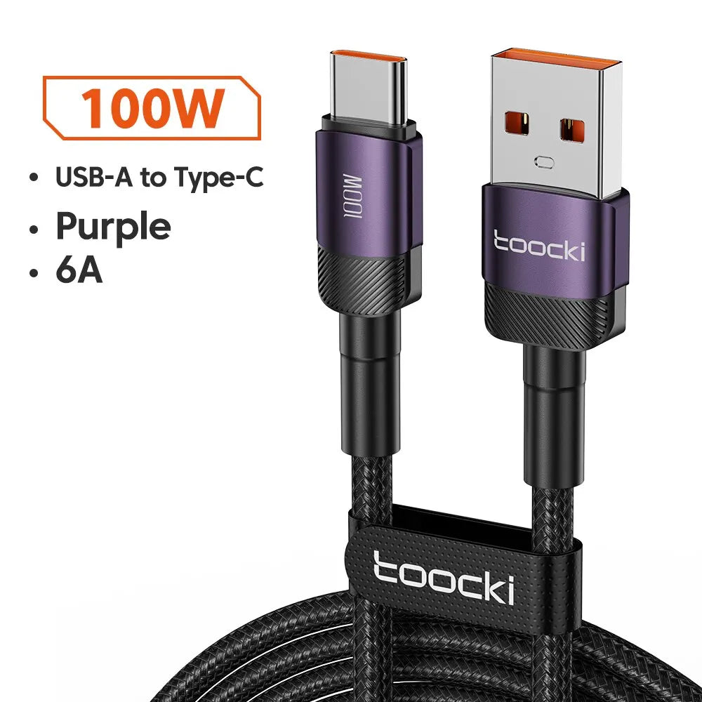 USB Type A to USB C Cable 100W/6A PD Fast Charging Charging Wire for Laptop Macbook Xiaomi Samsung USBC Type C Cable 2 Meters