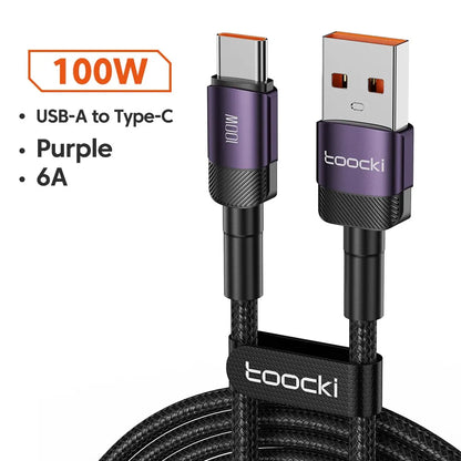 USB Type A to USB C Cable 100W/6A PD Fast Charging Charging Wire for Laptop Macbook Xiaomi Samsung USBC Type C Cable 2 Meters