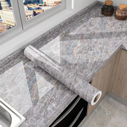 10m Marble Texture Oil Proof Self Adhesive Bathroom Tile Floor Waterproof PVC Cabinet Wallpaper Kitchen Furniture Wall Stickers