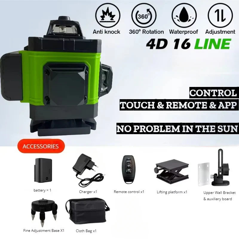 tripod/nivel a laser 16 Lines Laser profesional Level green line Self-leveling 360 autonivelant