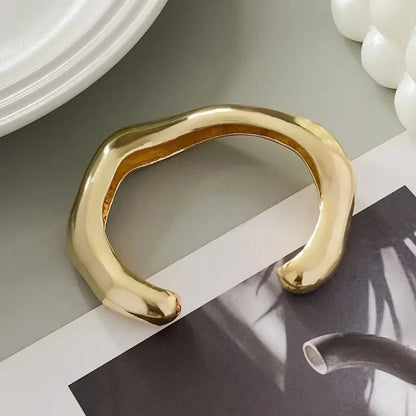 Punk Gold & Silver Geometric Wide Cuff Bangles for Women & Men