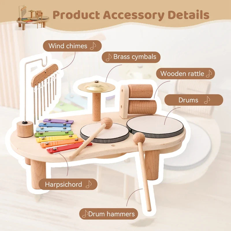 Wooden Aeolian Bells & Xylophone Montessori Baby Educational Musical Toy & Birthday Gift