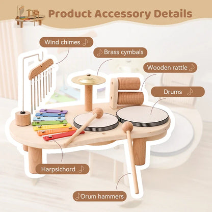 Wooden Aeolian Bells & Xylophone Montessori Baby Educational Musical Toy & Birthday Gift