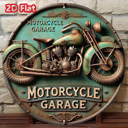 2D Vintage Round Aluminum Sign - Retro Metal Tin Sign - Motorcycle Rustic Metal Wall Art ,Room Decor Gift For Motorcycle