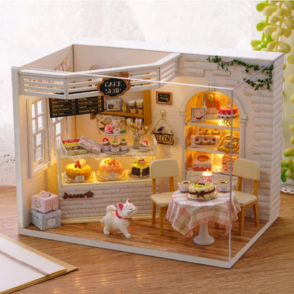 Dollhouse Miniature DIY Wooden Dollhouse Kit with Furniture with LED Light Music Sweet Time