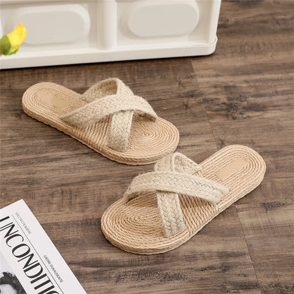 Women's fashion trend linen belt with anti slip and wear-resistant soft bottom and flat bottom