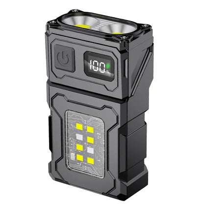 Multifunctional COB Flashlight Ajustable Angle LED Outdoor Torch Portable Keychain Light Magnetic Camping Warning Lamp
