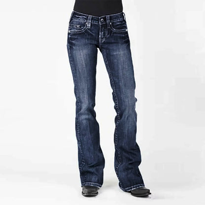 Women's Vintage Mid Waist Flared Denim Jean