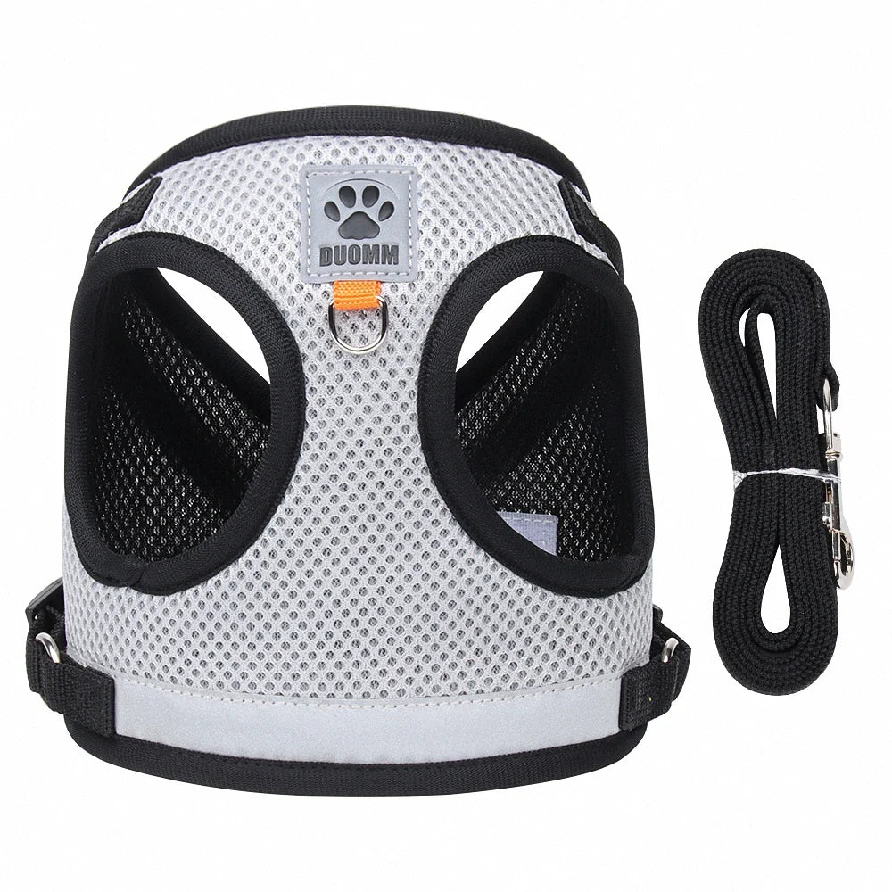 Breathable Escape-Proof Cat Harness and Leash - Adjustable Reflective Vest for Kittens and Puppies