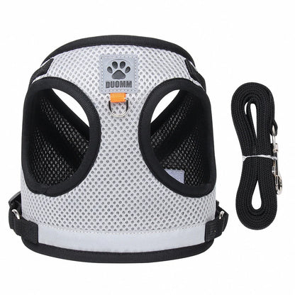 Breathable Escape-Proof Cat Harness and Leash - Adjustable Reflective Vest for Kittens and Puppies