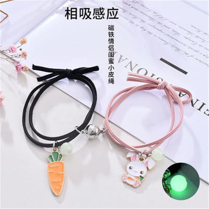 Luminous Beads Star Couple Bracelets For Women Men Charm Cat Flower Heart Key Lock Cross Matching Bracelets