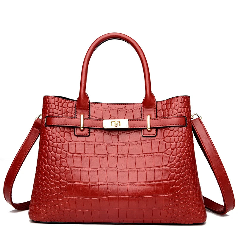 Women Leather 3 Layer Bag