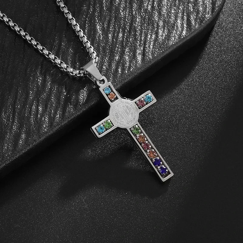 Men's Titanium Steel Stylish Trinity Cross Necklace