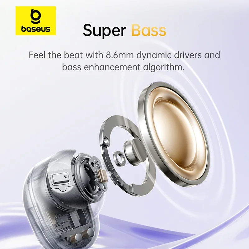 Baseus Bass BD1 Wireless Earphones Bluetooth 5.4 Mini Bean Earbuds 38H Playtime IP55 Waterproof Sports Headphones