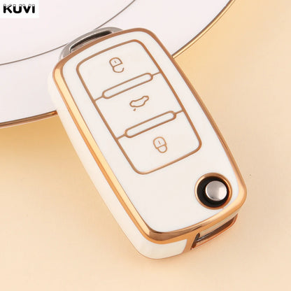 ABS Carbon Car Key Case Cover for VW Volkswagen Polo Tiguan Passat B5 B6 B7 Golf 4 5 6 MK6 Jetta Lavida Skoda Octavia Seat Leon