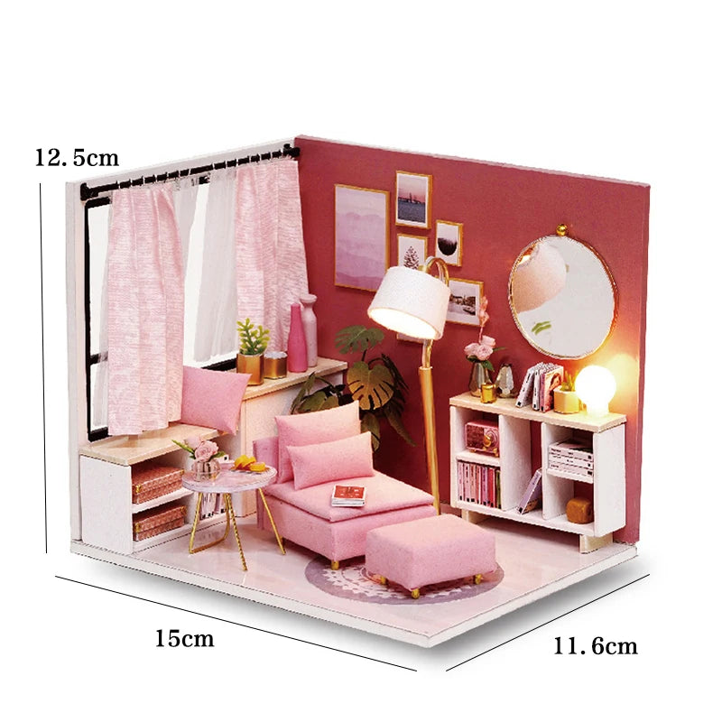 Wooden Miniature Doll House DIY Small House Kit  Assembled DollHouses Building Model 3D Puzzle Toy With Furniture Adults Gifts