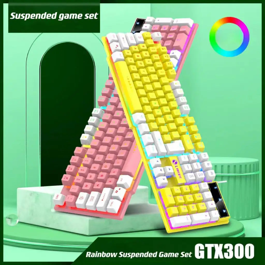 Wired Keyboard and Mouse Set - USB Luminous Mechanical Keyboard & Mouse Set for PC