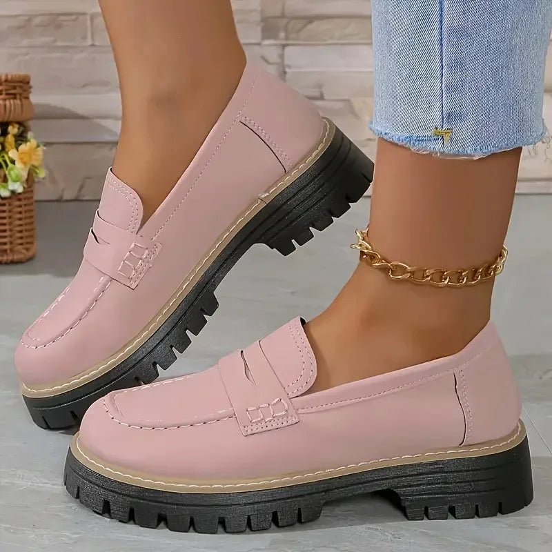 Round Toe Platform Loafers