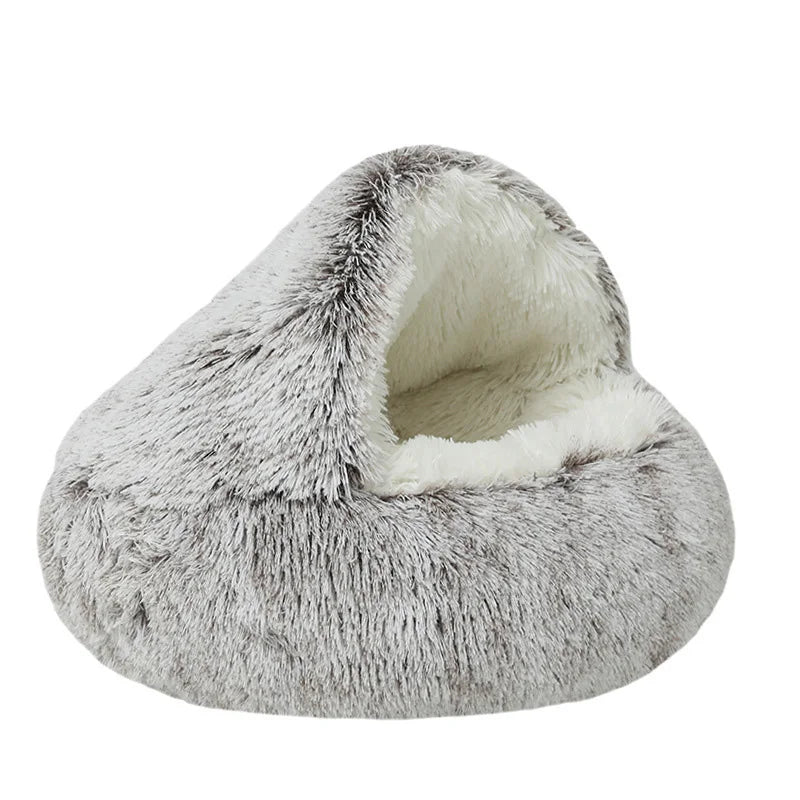 Luxurious Half-Covered Donut Pet Bed – Cozy Comfort for Your Furry Friend