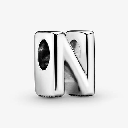 Authentic 925 Silver Plated 26 Letters A-Z Alphabet Bead Charm Fit Pan Bracelet Woman Handbag Holder