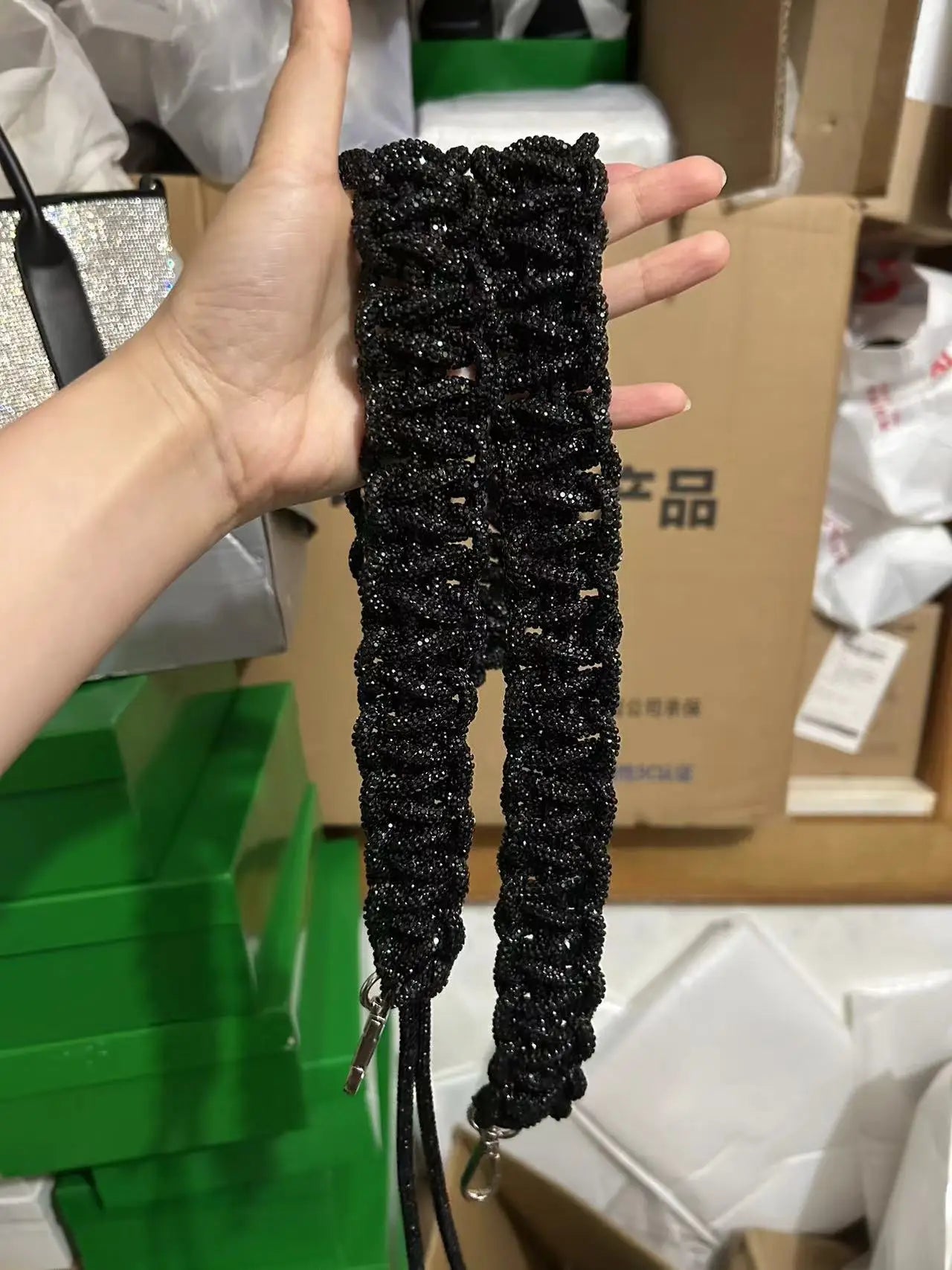 Crystal Rhinestones Diamond Woven Handmade Bag Strap For Handbag Purse Crossbody Shoulder Strap Glitter Belt Bag Accessories