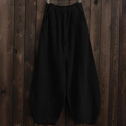 Women's Vintage Cotton Linen Wide Leg Bloomers