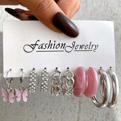 42 Pairs Gold Hoop Earrings Multipack for Women with Pearl Accents