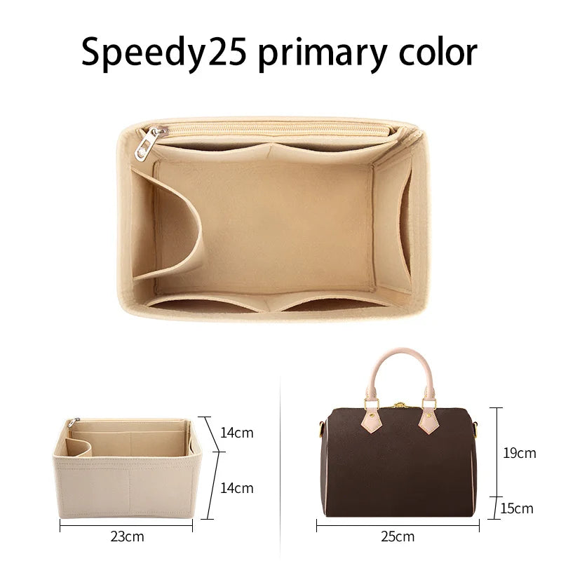 WUTA Felt Insert Bag Organizer For LV Speedy 20 25 30 35 Flap Handbag Inner Bag Makeup Travel Purse Storage Tote Bag Accessories