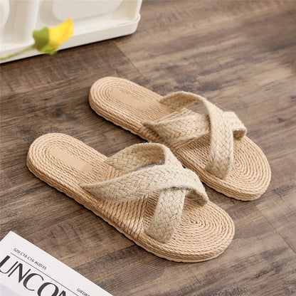 Women's fashion trend linen belt with anti slip and wear-resistant soft bottom and flat bottom