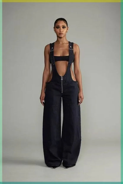 Women's Street Style Low Waisted Wide Leg Backpack Pants