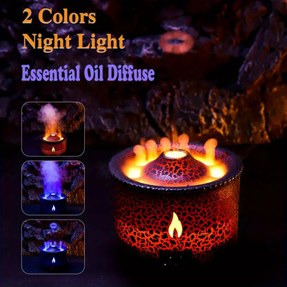 Volcano Fire Flame Air Humidifier Aroma Diffuser Essential Oil with Remote Control Jellyfish for Home Fragrance Mist Mak Smoking
