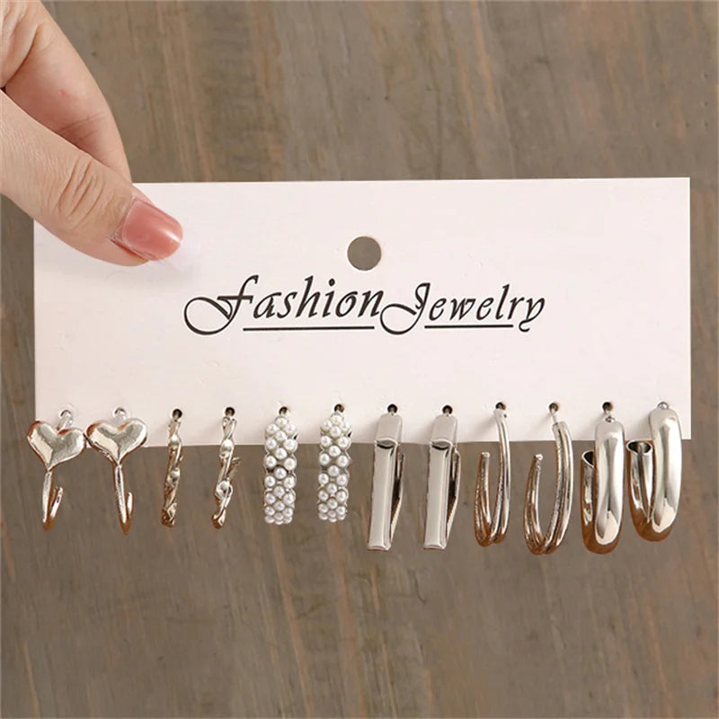 Trendy Glossy Faux Pearl Hoop Earrings Se