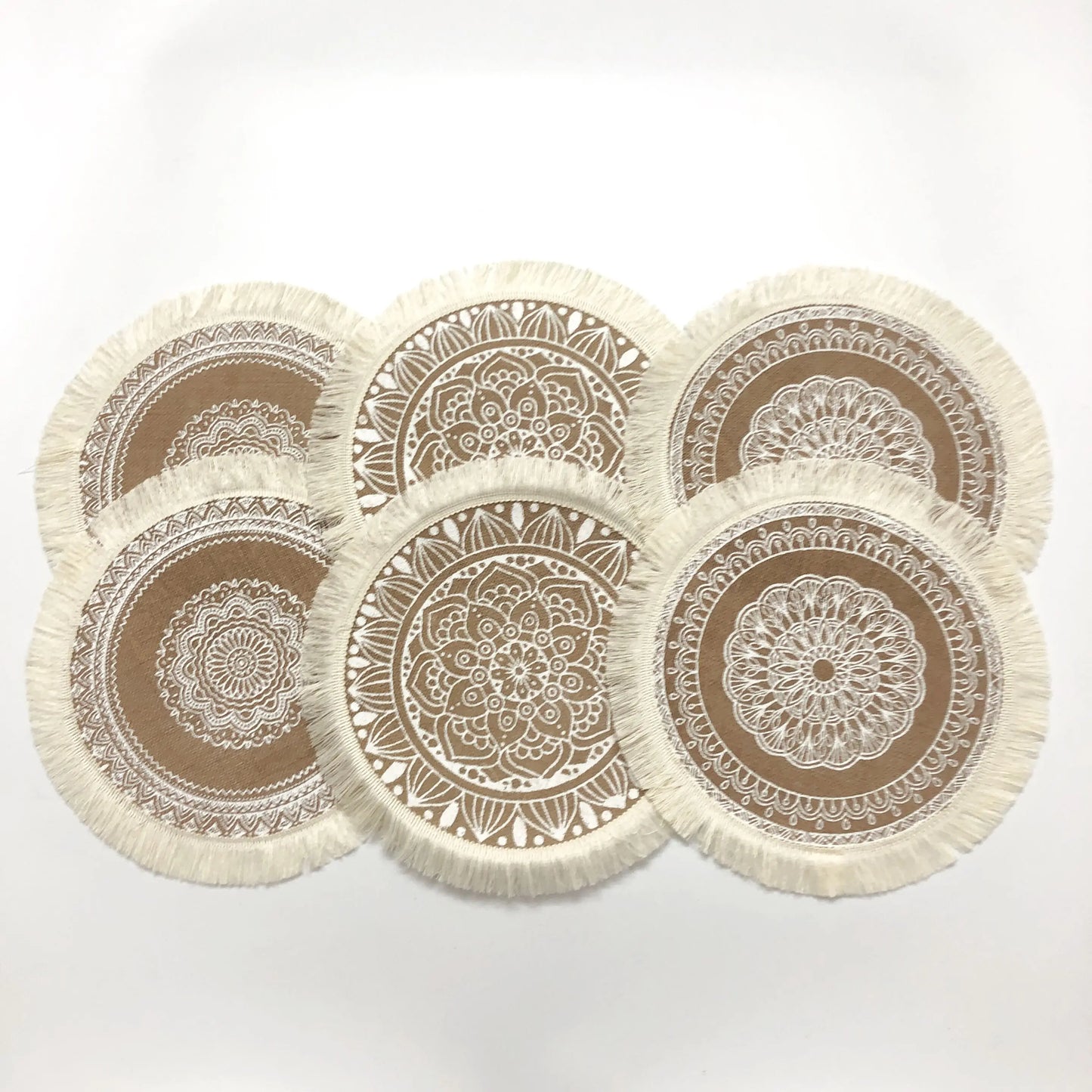 4pcs/6pcs Natural Vintage Jute Woven Placemats Bohemian Style Party Party Decoration Hanging Wall Decoration Mat Vase Mat