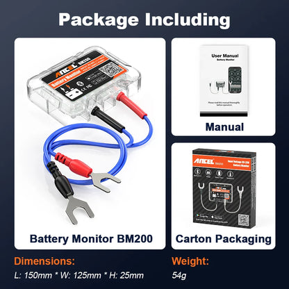 12V Battery Monitor Wireless Bluetooth Car Battery Health APP Monitoring Battery Tester Tools For Android IOS