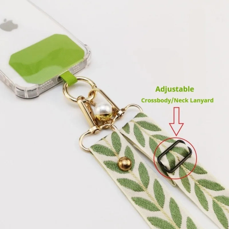 Universal Adjustable Mobile Phone Lanyard for Women Crossbody Single Shoulder Neck Strap Pearl Pendant Hanging Anti Loss Rope