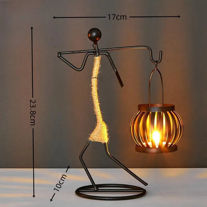 Nordic Metal Candlestick Abstract Character Sculpture Candle Holder Decors Handmade