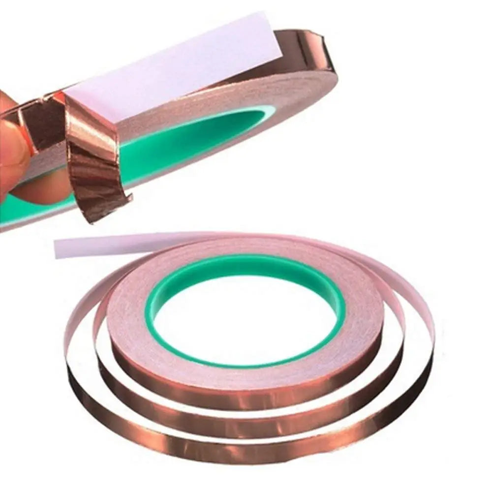 Copper Tape Double-Sided Conductive Copper foil tape for Stained Glass Conductive Tape for Guitar EMI Shielding Crafts