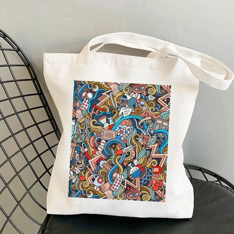 Nursing Essentials Women Shoulder Bag Harajuku Resuable Shopping Bags Lady Canvas Tote Handbag Eco Large Capacity Girls Handbags