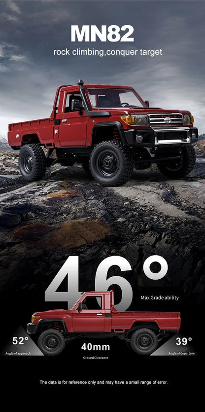 ZWN 1:12 Full Scale RC CAR MN82 Upgraded MN82 PRO Controllable Headlights 2.4G 4WD Off-Road Car Pick Up Truck Toy for Kids Gifts